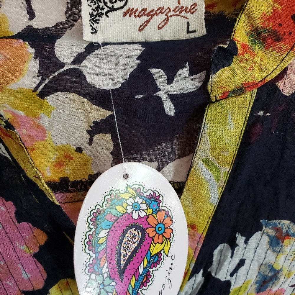 Modcloth 3/4 length roll-sleeve floral blouse NWT - Picture 4 of 5